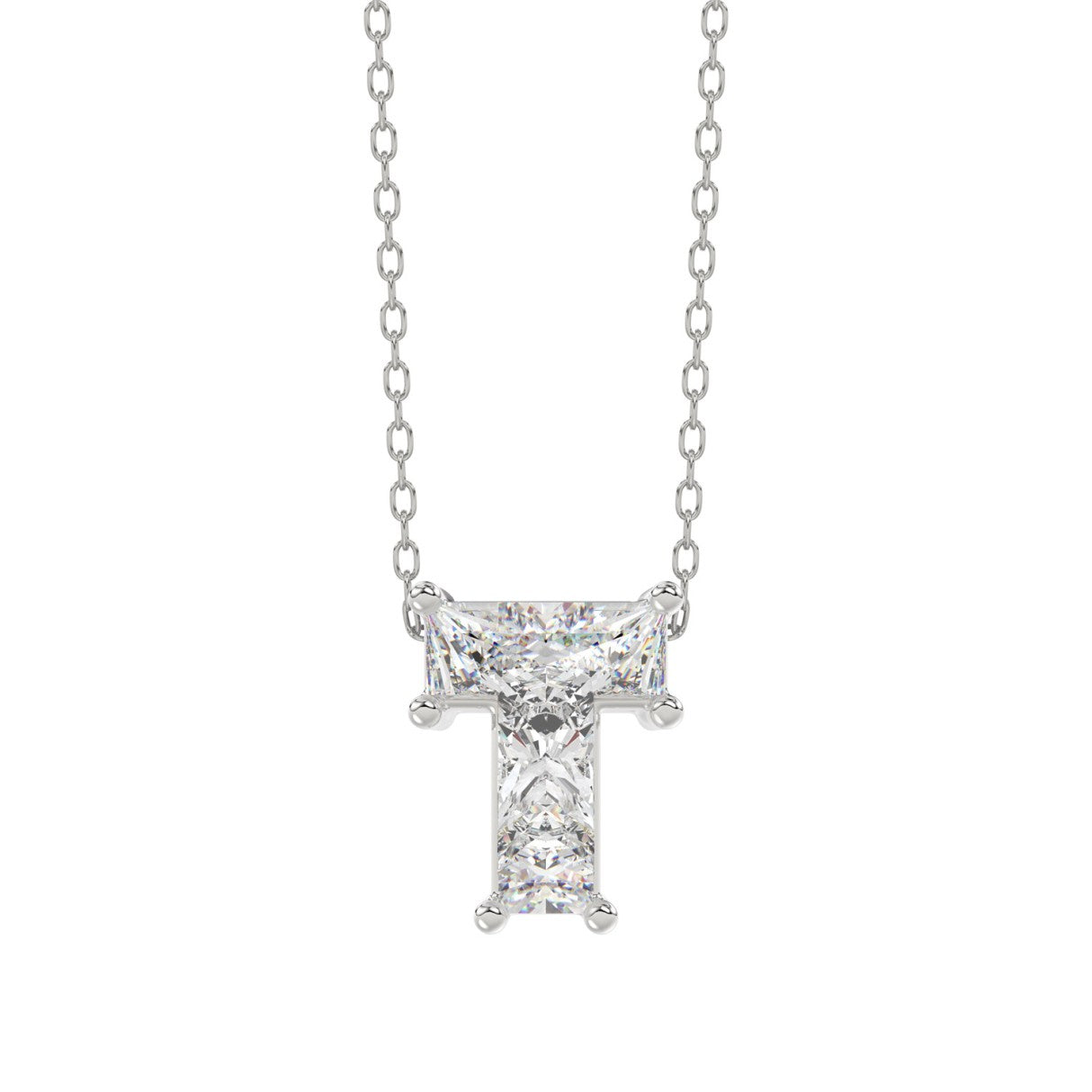 10K WHITE GOLD 1.00CT FANCY CUT ALPHABET DIAMOND LADIES PENDANT WITH CHAIN