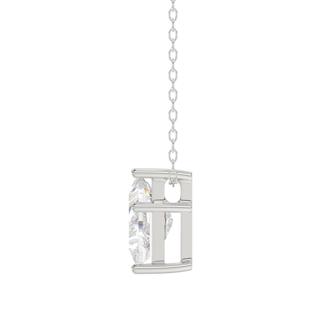 10K White Gold Diamond Initial “T” Pendant 1.00CT Fancy Cut Ladies Alphabet Charm with Chain