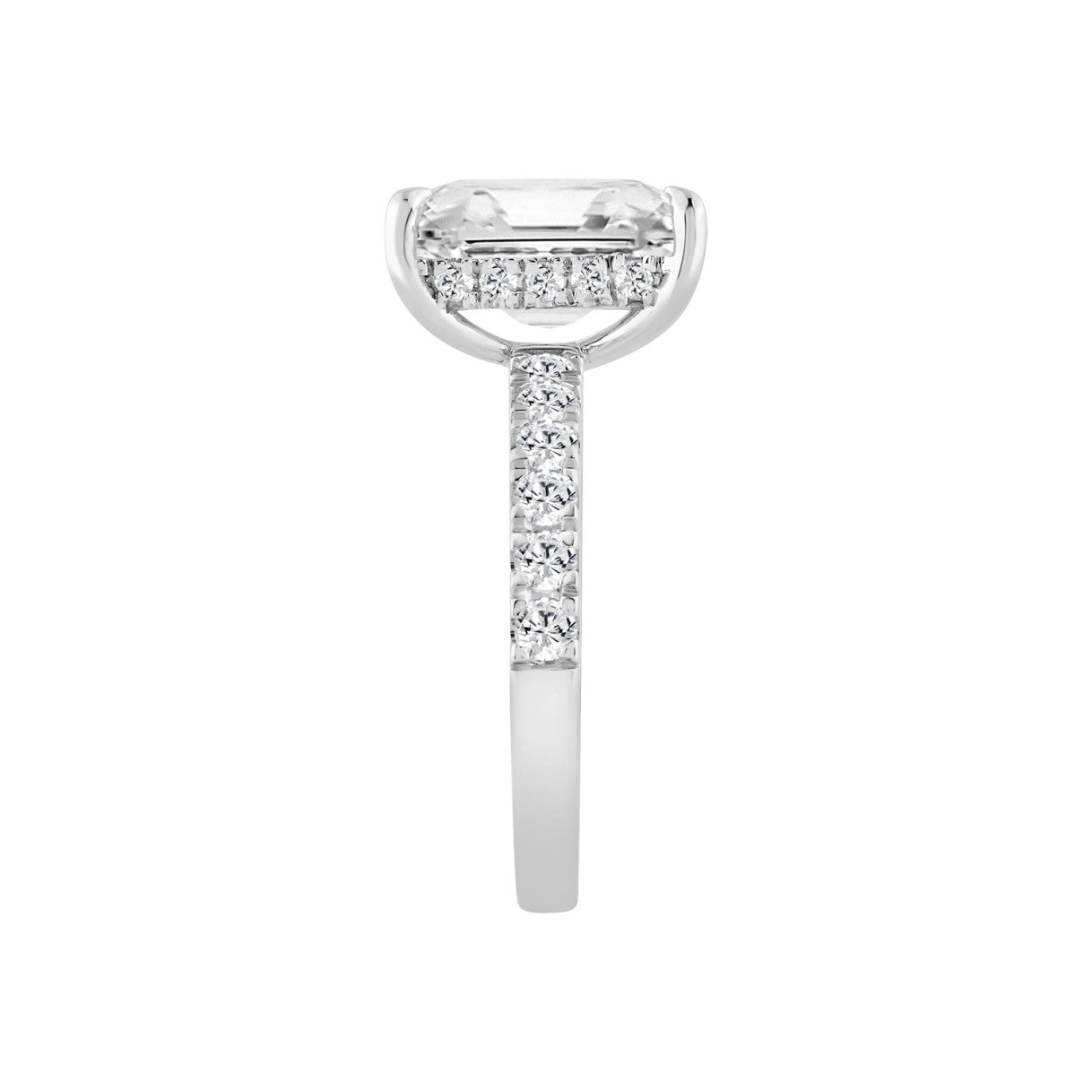 14K WHITE GOLD 4 3/4CT ROUND/RADIANT DIAMOND LADIES RING (CENTER STONE RADIANT DIAMOND 4.00CT)