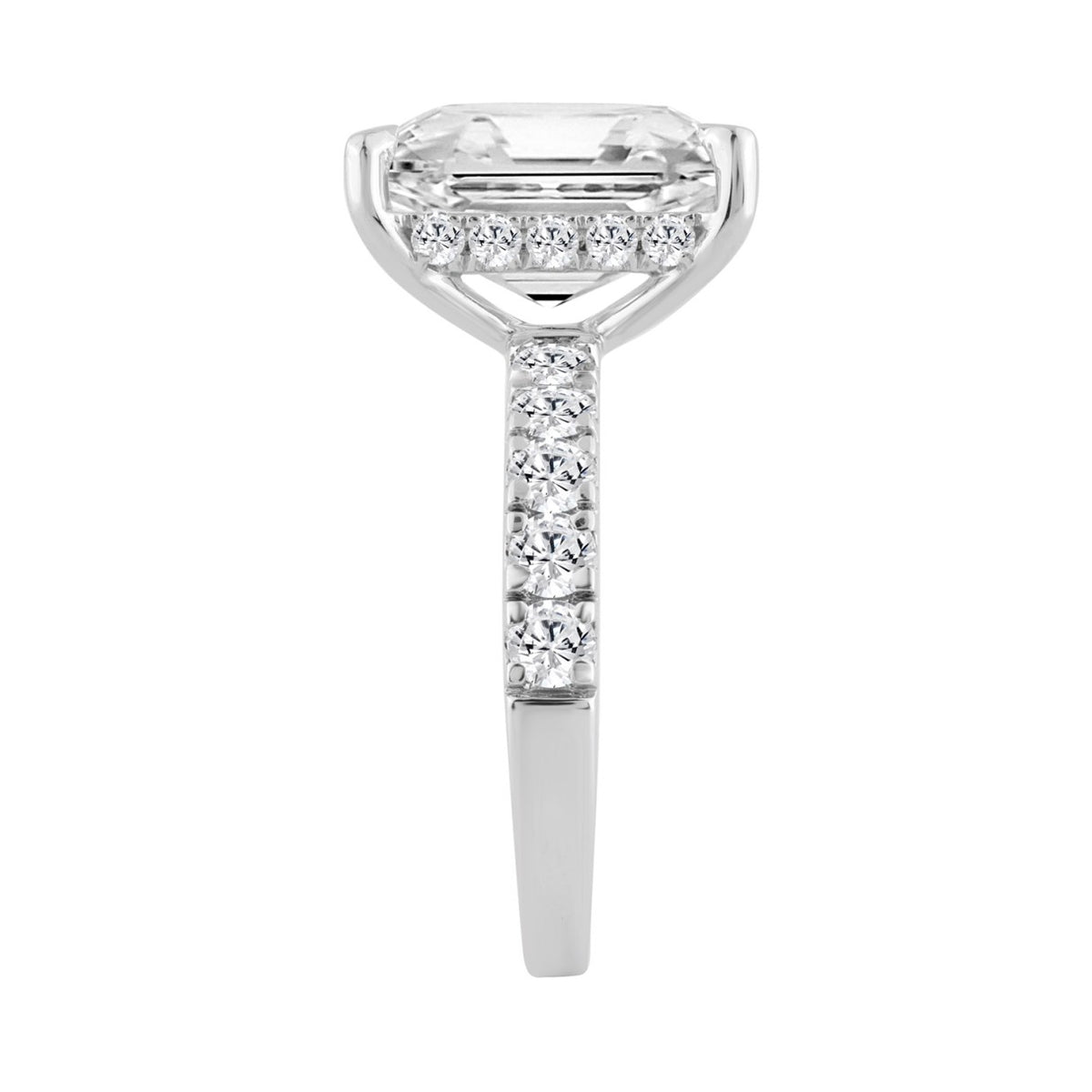 14K WHITE GOLD 6.00CT ROUND/RADIANT DIAMOND LADIES RING (CENTER STONE RADIANT DIAMOND 5CT)