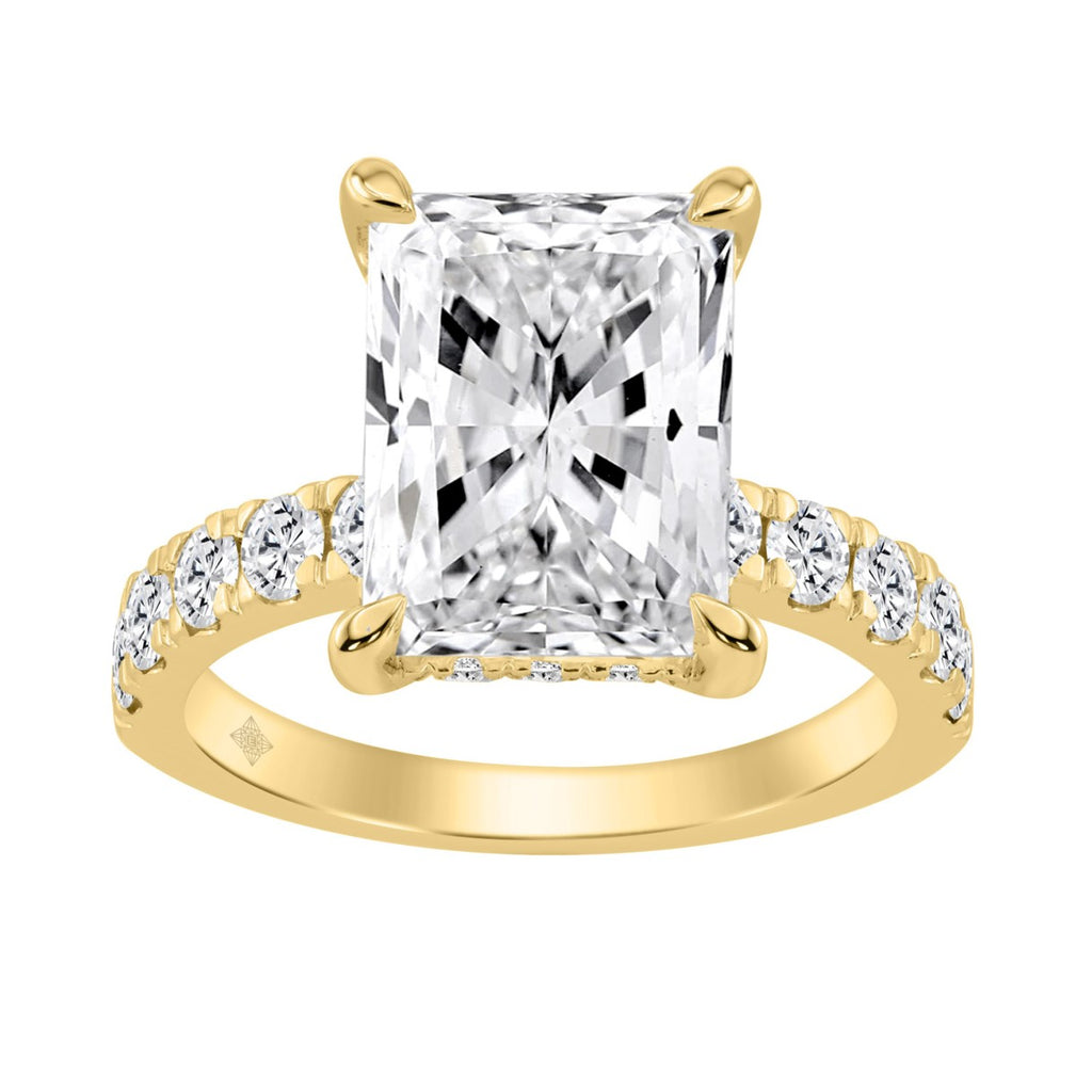 14K YELLOW GOLD 6.00CT ROUND/RADIANT DIAMOND LADIES RING (CENTER STONE RADIANT DIAMOND 5CT)