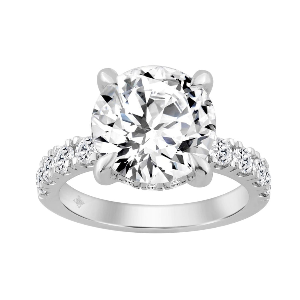 14K WHITE GOLD 6.00CT ROUND DIAMOND LADIES RING (CENTER STONE ROUND DIAMOND 5.00CT)