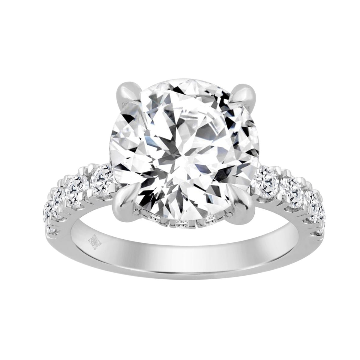 14K WHITE GOLD 6.00CT ROUND DIAMOND LADIES RING (CENTER STONE ROUND DIAMOND 5.00CT)