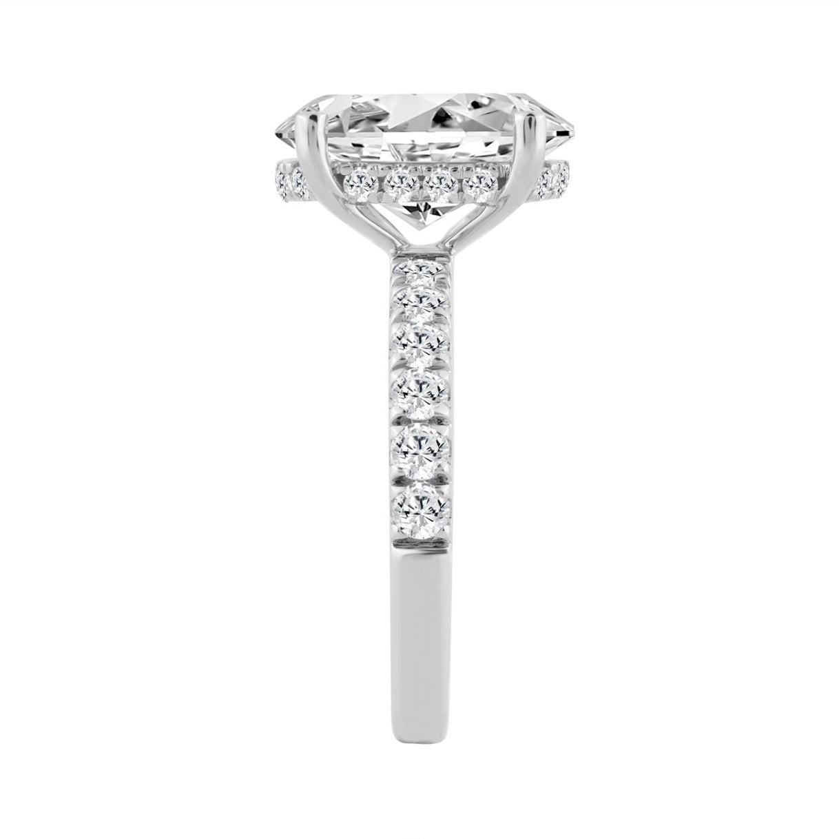 14K WHITE GOLD 4 3/4CT ROUND/OVAL DIAMOND LADIES RING (CENTER STONE OVAL DIAMOND 4CT)