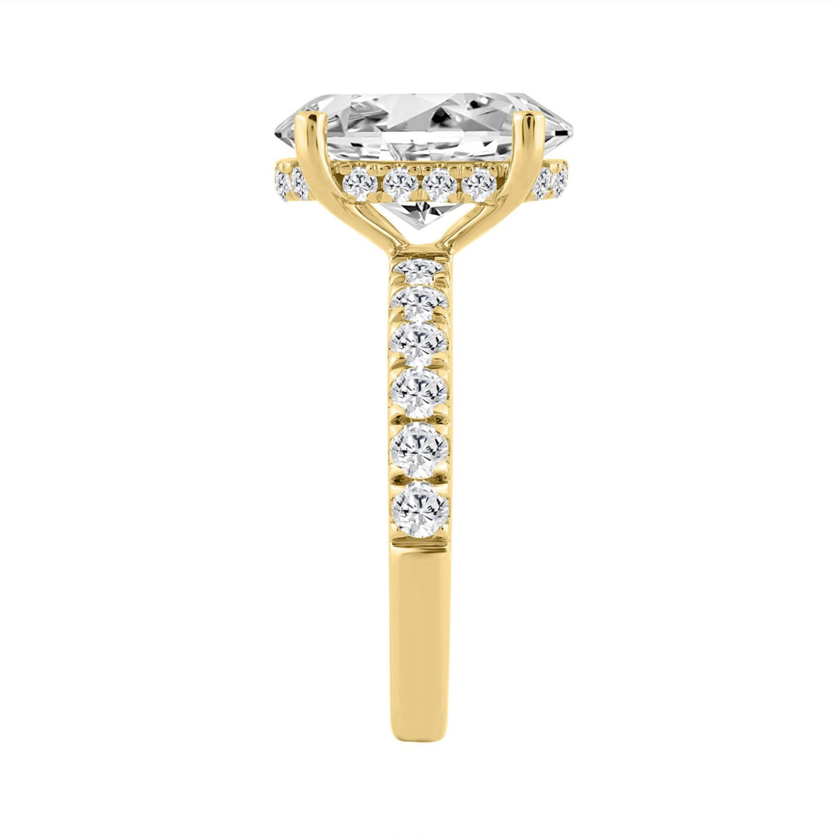 14K YELLOW GOLD 4 3/4CT ROUND/OVAL DIAMOND LADIES RING (CENTER STONE OVAL DIAMOND 4CT)