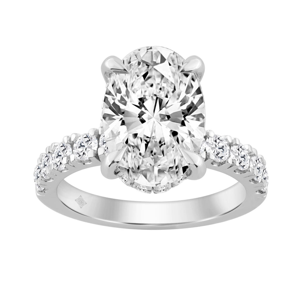 14K WHITE GOLD 6.00CT ROUND/OVAL DIAMOND LADIES RING (CENTER STONE OVAL DIAMOND 5CT)
