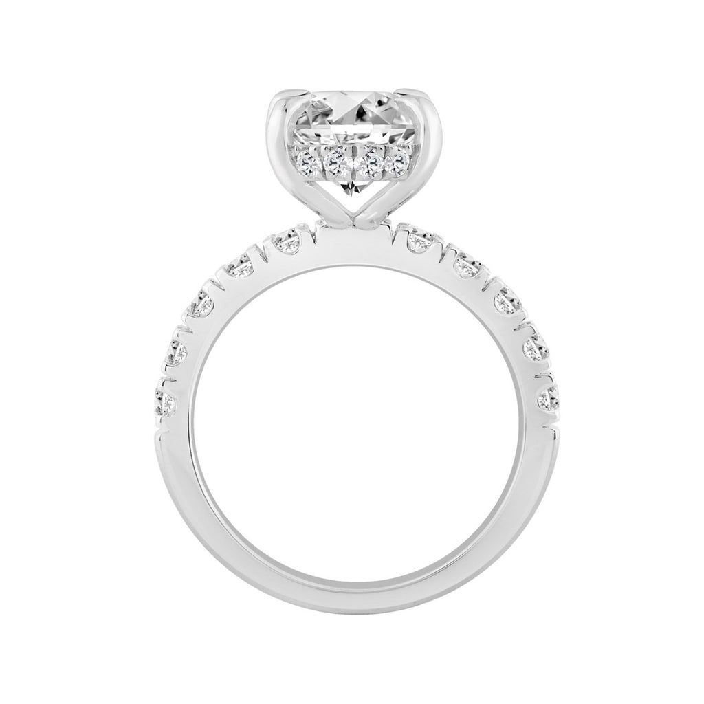 14K WHITE GOLD 6.00CT ROUND/OVAL DIAMOND LADIES RING (CENTER STONE OVAL DIAMOND 5CT)