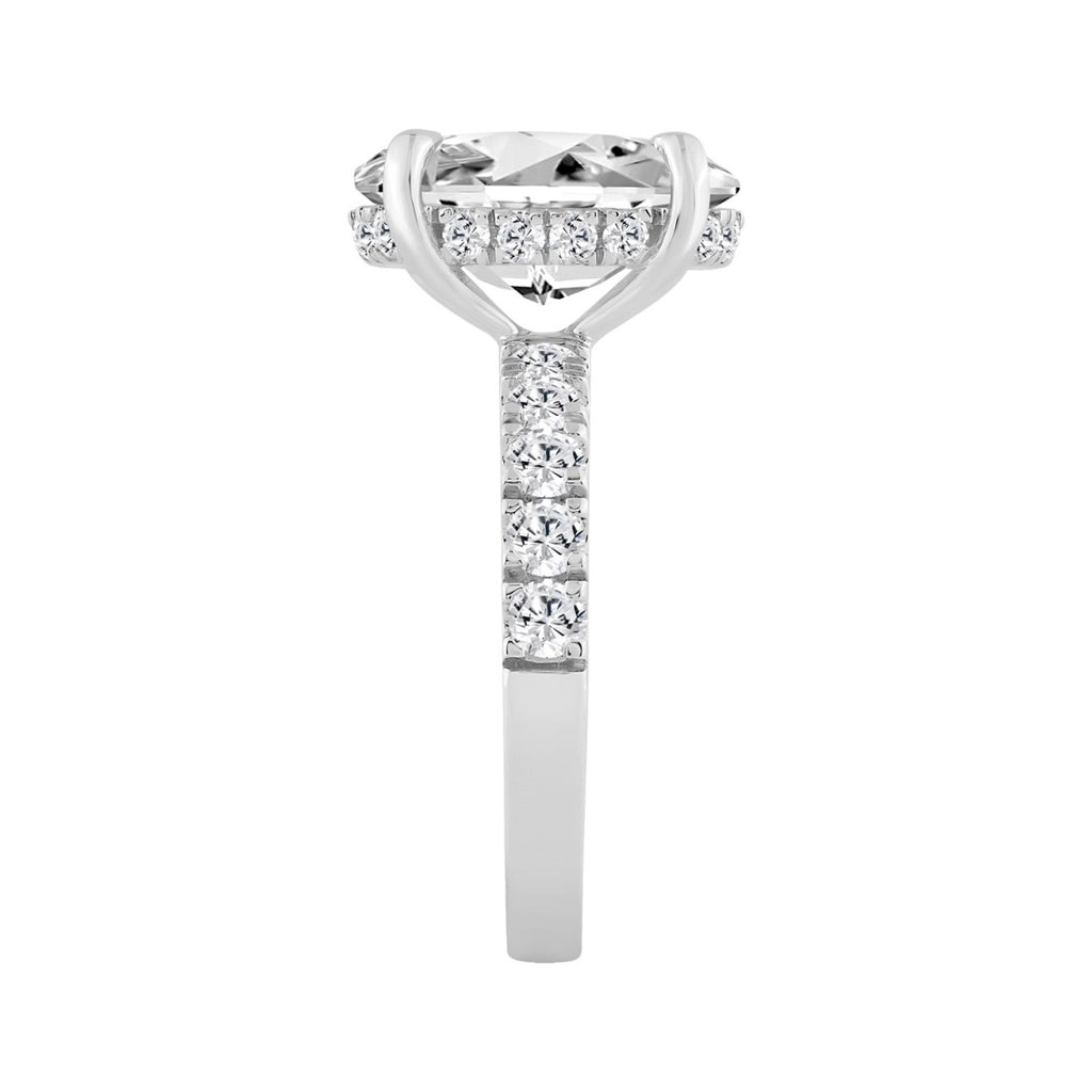 14K WHITE GOLD 6.00CT ROUND/OVAL DIAMOND LADIES RING (CENTER STONE OVAL DIAMOND 5CT)