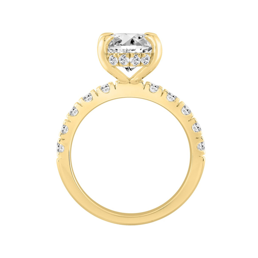 14K YELLOW GOLD 6.00CT ROUND/OVAL DIAMOND LADIES RING (CENTER STONE OVAL DIAMOND 5.00CT)