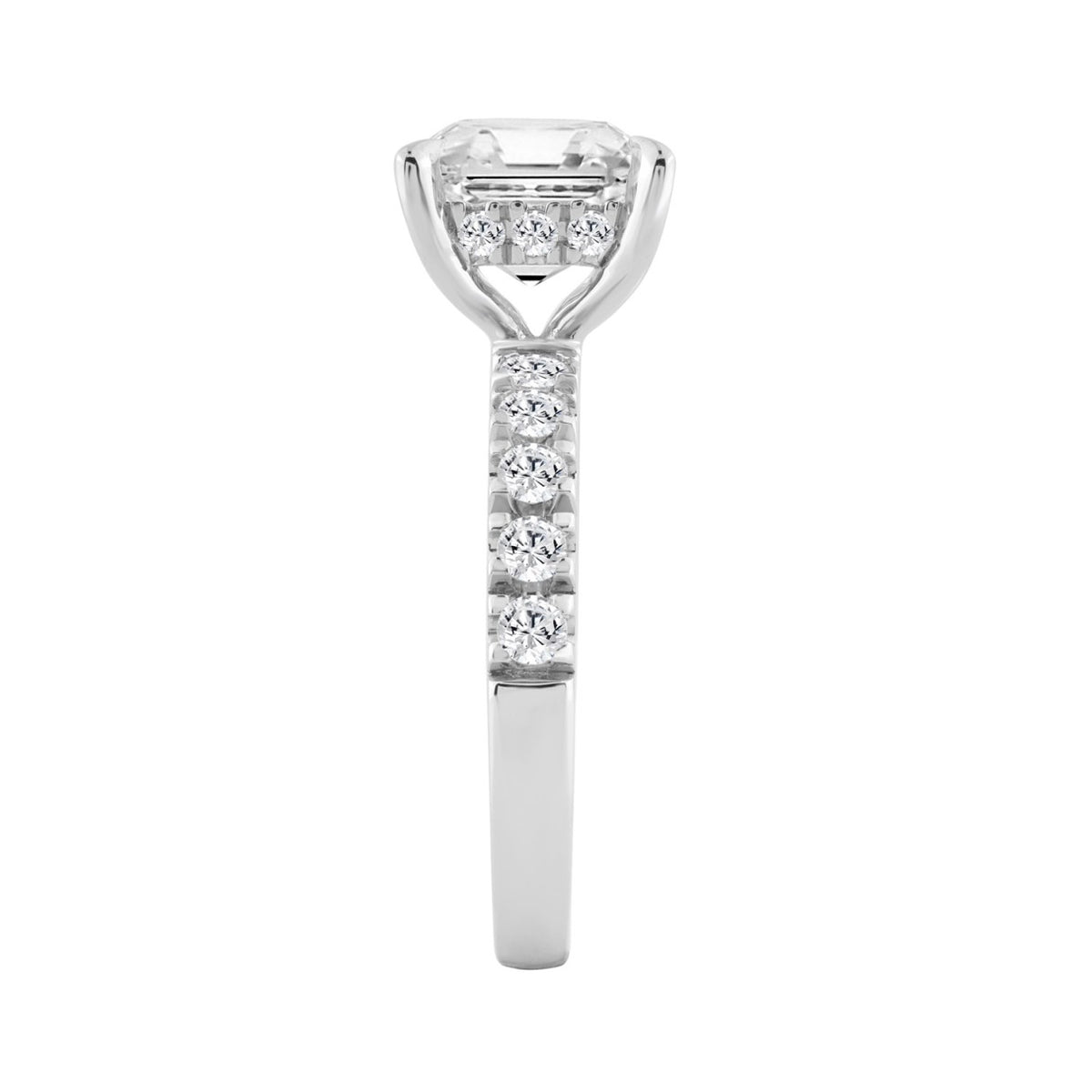 14K WHITE GOLD 4 3/4CT ROUND/CUSHION DIAMOND LADIES RING (CENTER STONE CUSHION DIAMOND 4CT)