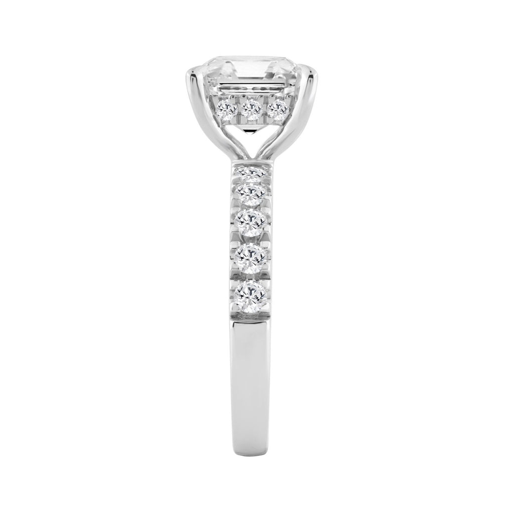 14K WHITE GOLD 4 3/4CT ROUND/CUSHION DIAMOND LADIES RING (CENTER STONE CUSHION DIAMOND 4CT)