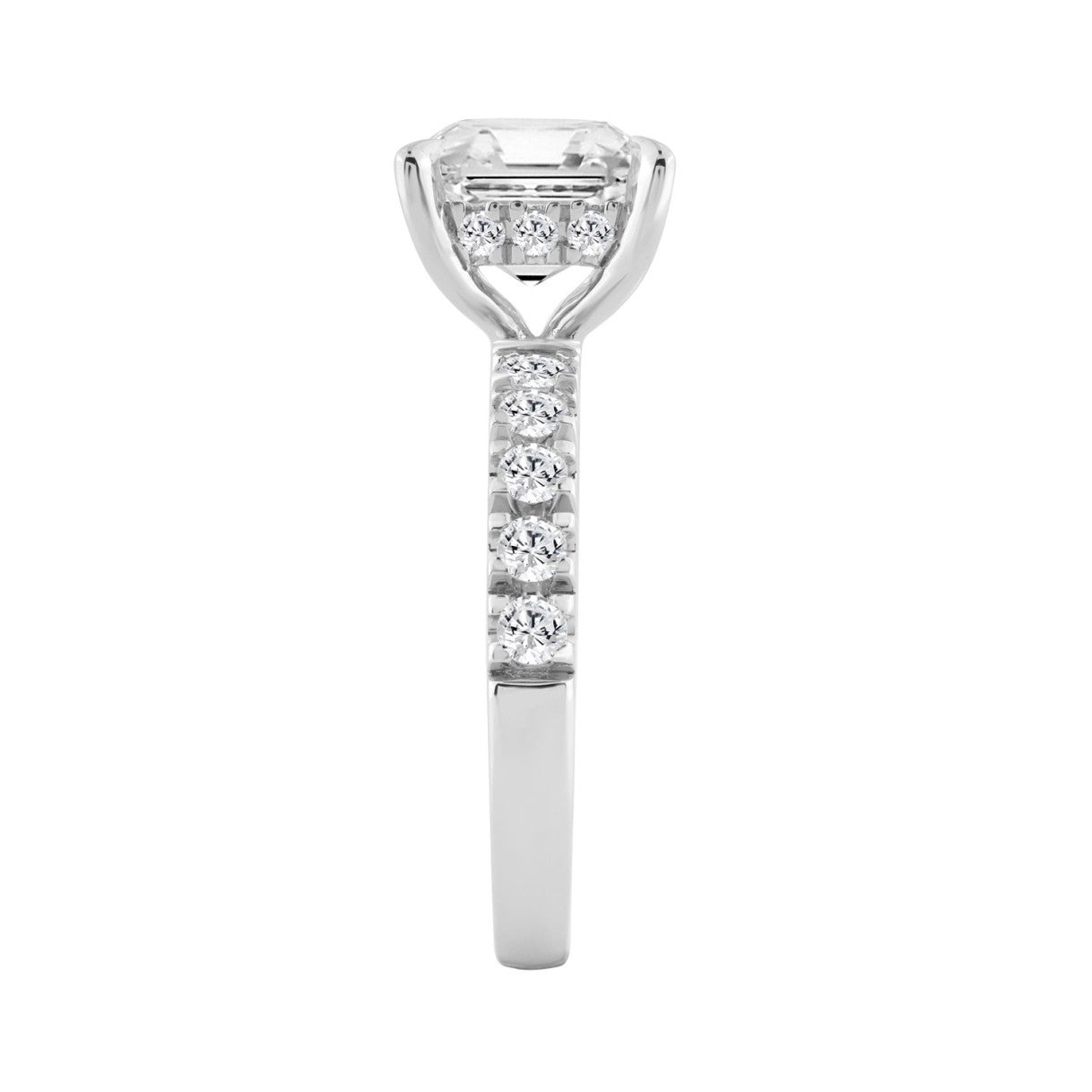 14K WHITE GOLD 4 3/4CT ROUND/CUSHION DIAMOND LADIES RING (CENTER STONE CUSHION DIAMOND 4CT)