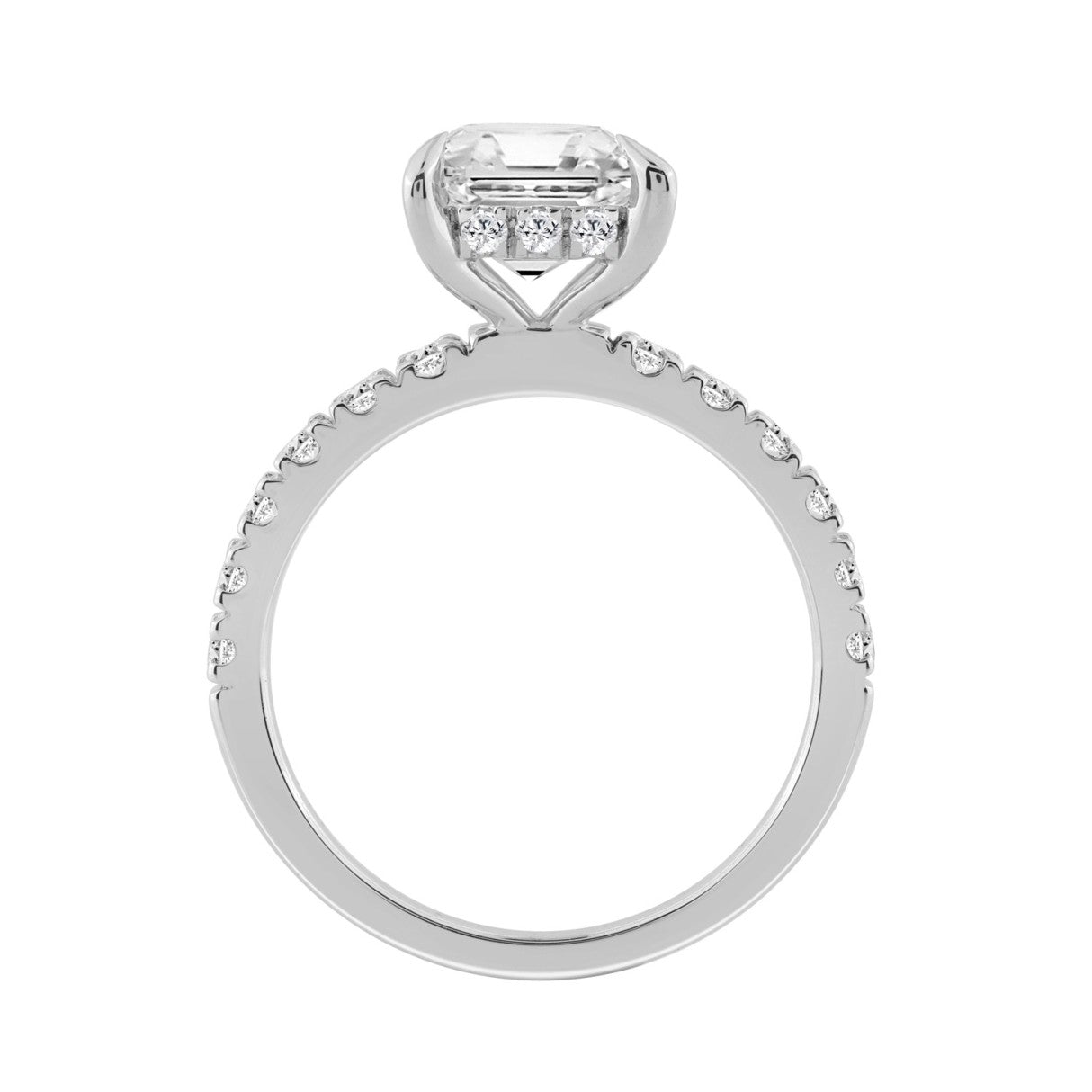 14K WHITE GOLD 6.00CT ROUND/CUSHION DIAMOND LADIES RING (CENTER STONE CUSHION DIAMOND 5CT)