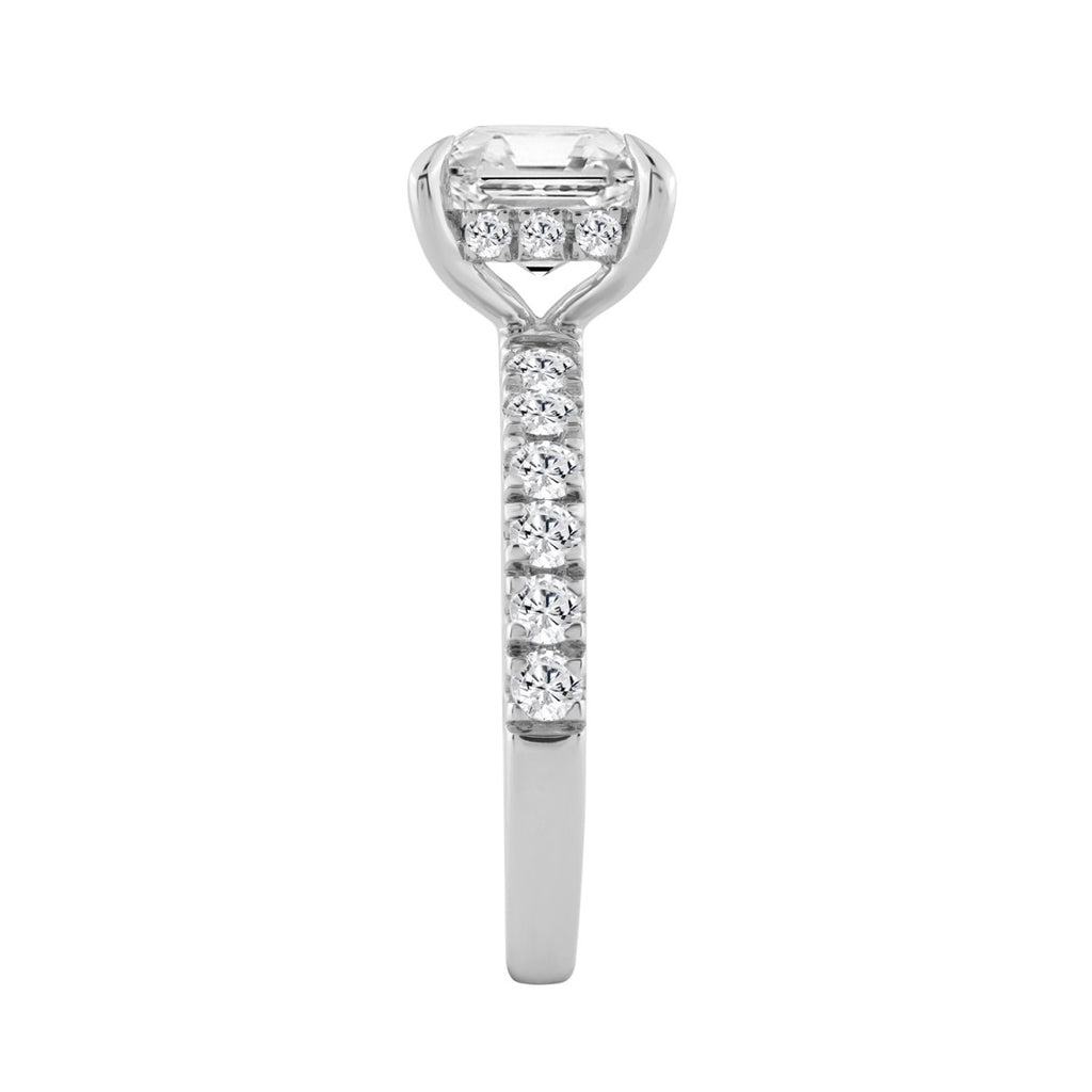 14K WHITE GOLD 6.00CT ROUND/CUSHION DIAMOND LADIES RING (CENTER STONE CUSHION DIAMOND 5CT)