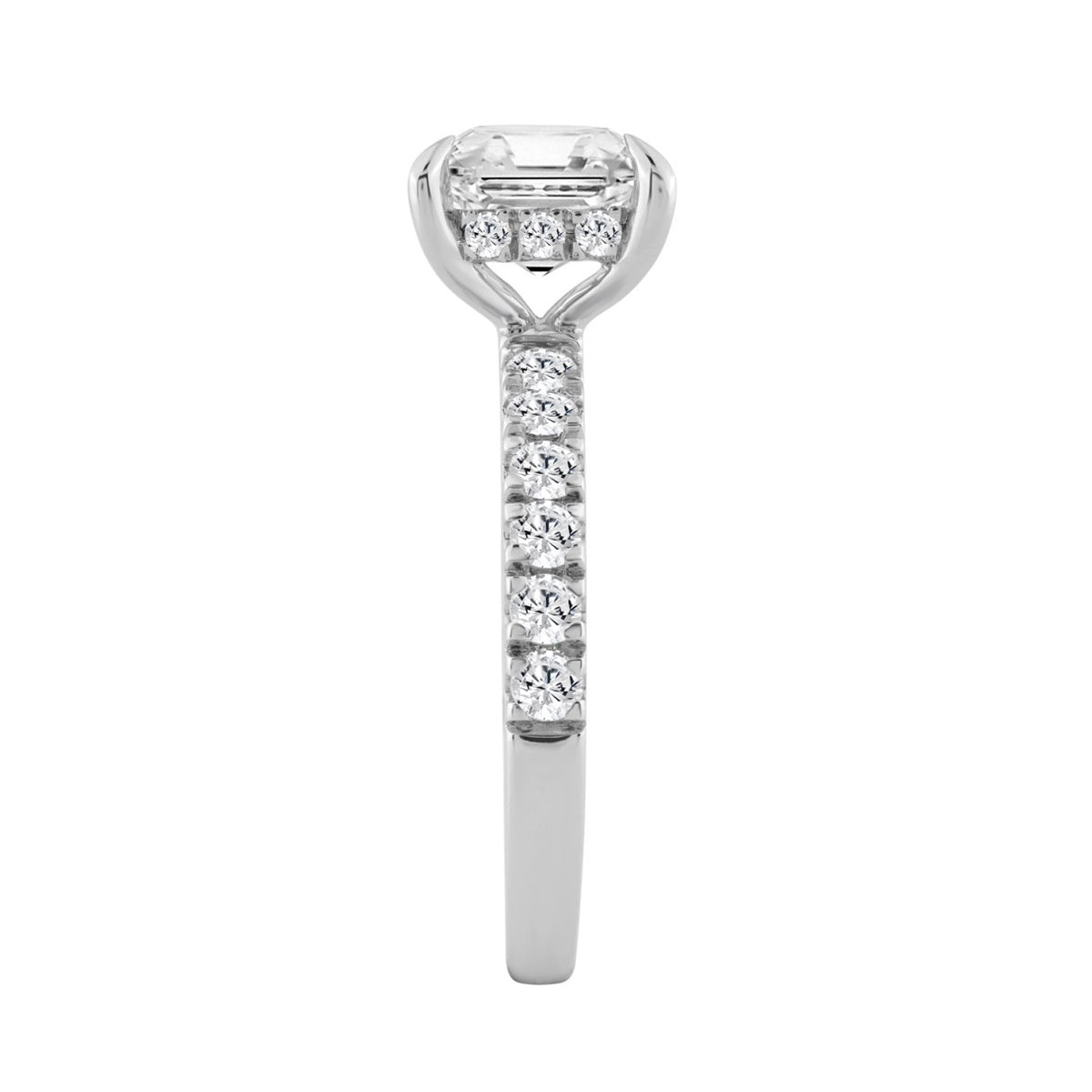 14K WHITE GOLD 6.00CT ROUND/CUSHION DIAMOND LADIES RING (CENTER STONE CUSHION DIAMOND 5CT)