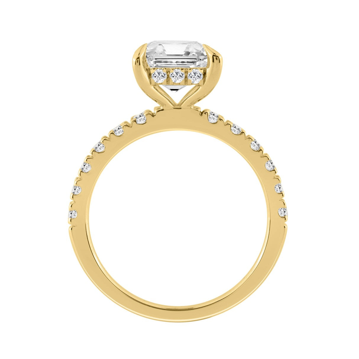 14K YELLOW GOLD 6.00CT ROUND/CUSHION DIAMOND LADIES RING (CENTER STONE CUSHION DIAMOND 5CT)