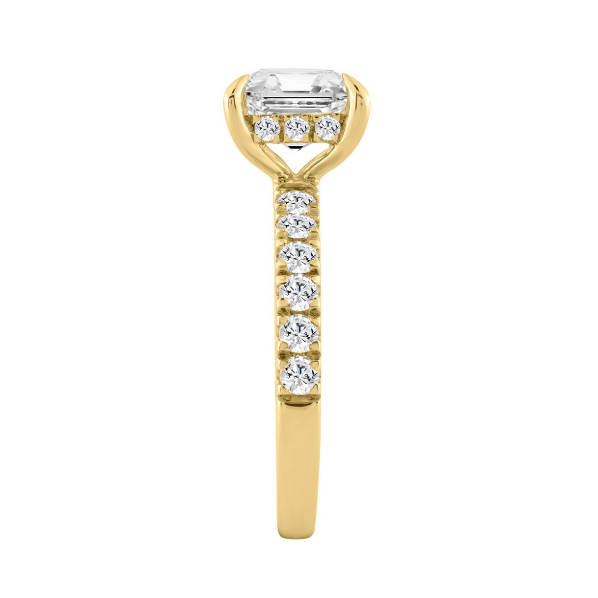 14K YELLOW GOLD 6.00CT ROUND/CUSHION DIAMOND LADIES RING (CENTER STONE CUSHION DIAMOND 5CT)
