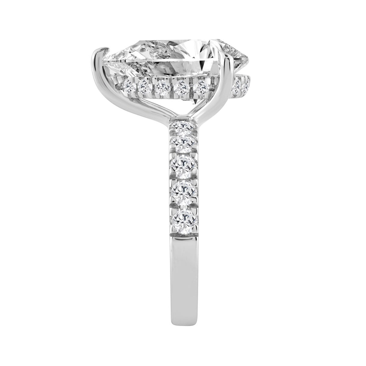 14K WHITE GOLD 4 3/4CT ROUND/PEAR DIAMOND LADIES RING (CENTER STONE PEAR DIAMOND 4CT)
