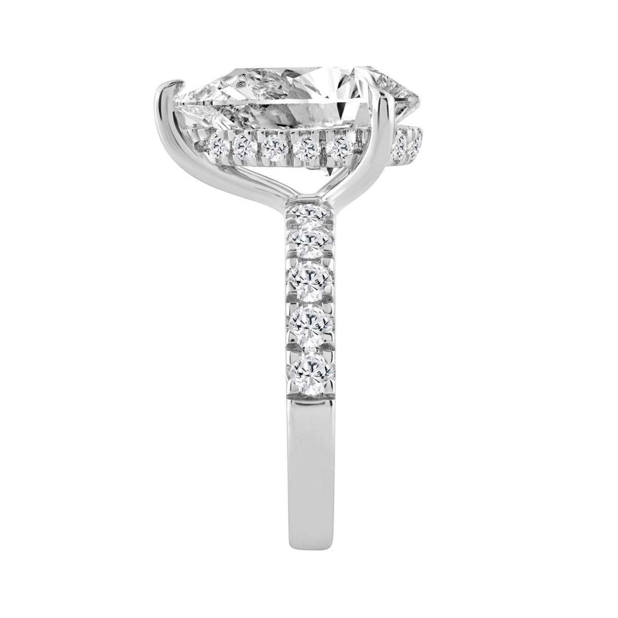 14K WHITE GOLD 4 3/4CT ROUND/PEAR DIAMOND LADIES RING (CENTER STONE PEAR DIAMOND 4CT)