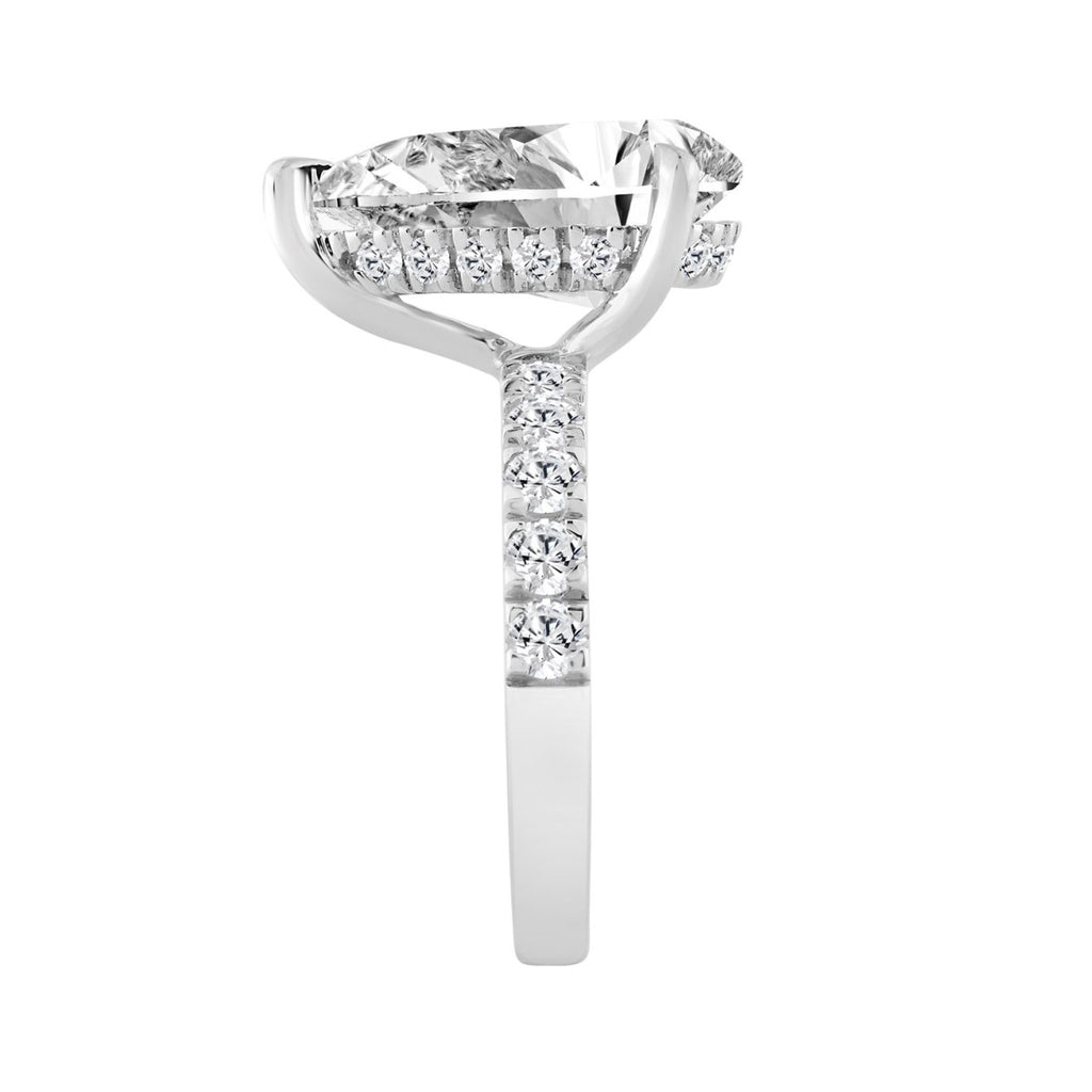14K WHITE GOLD 6.00CT ROUND/PEAR DIAMOND LADIES RING (CENTER STONE PEAR DIAMOND 5CT