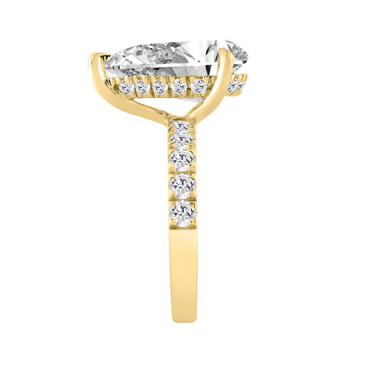 14K YELLOW GOLD 6.00CT ROUND/PEAR DIAMOND LADIES RING (CENTER STONE PEAR DIAMOND 5CT)