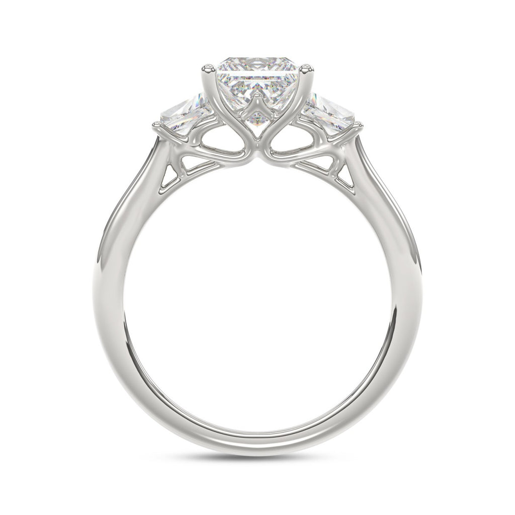 14K WHITE GOLD 1 3/4CT PRINCESS/TRAPEZOID DIAMOND LADIES RING (CENTER STONE PRINCESS DIAMOND 1 1/4CT)