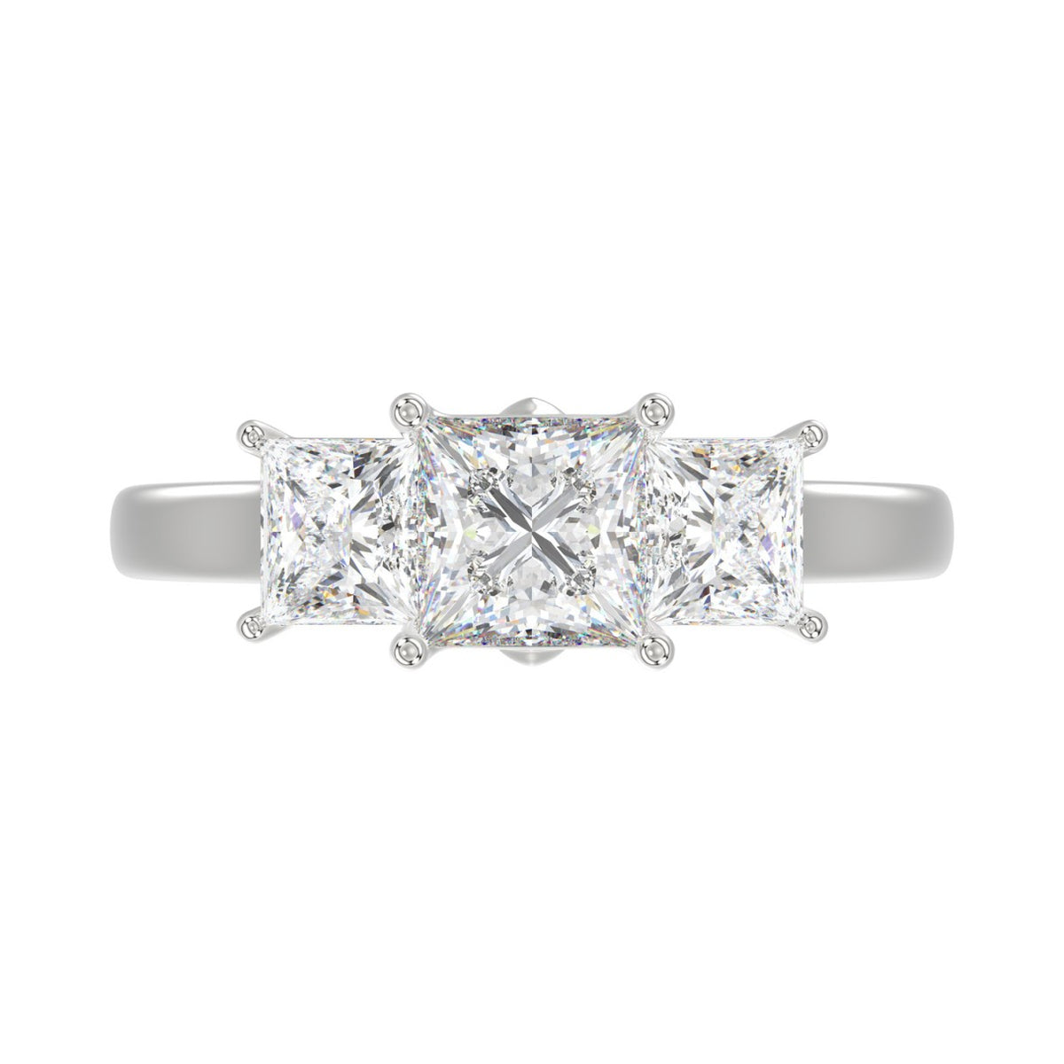 14K WHITE GOLD 2 1/6CT PRINCESS DIAMOND LADIES RING (CENTER STONE PRINCESS DIAMOND 1CT)