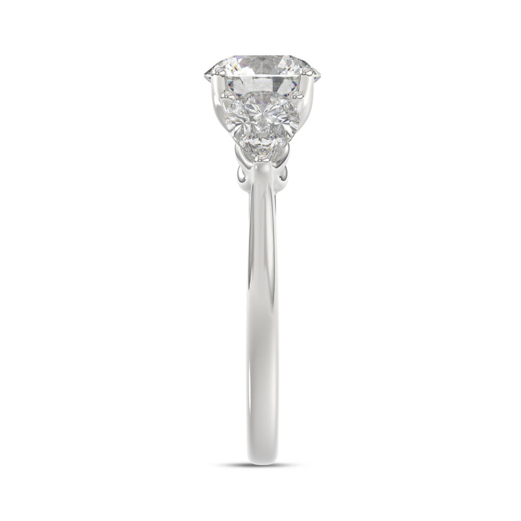 14K WHITE GOLD 2 1/3CT ROUND/PEAR DIAMOND LADIES RING (CENTER STONE ROUND DIAMOND 1 1/4CT)