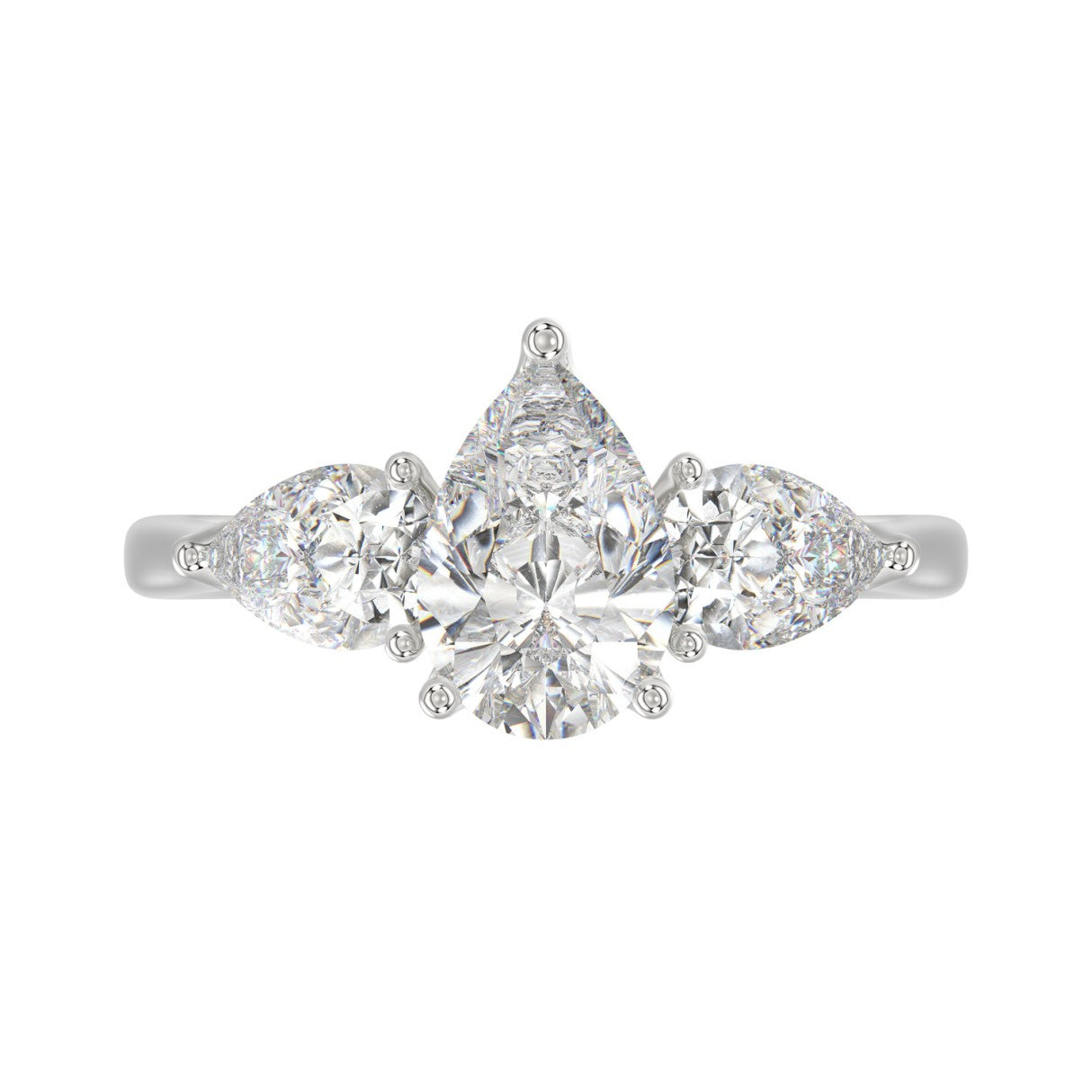 14K WHITE GOLD 2 5/8CT PEAR DIAMOND LADIES RING (CENTER STONE PEAR DIAMOND 1 1/2CT)