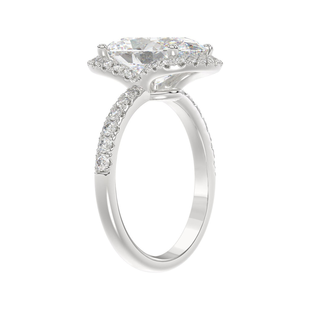 14K WHITE GOLD 4 1/2CT ROUND/OVAL DIAMOND LADIES RING (CENTER STONE OVAL DIAMOND 4.00CT &amp; Color F-G Clarity VS1/VS2)