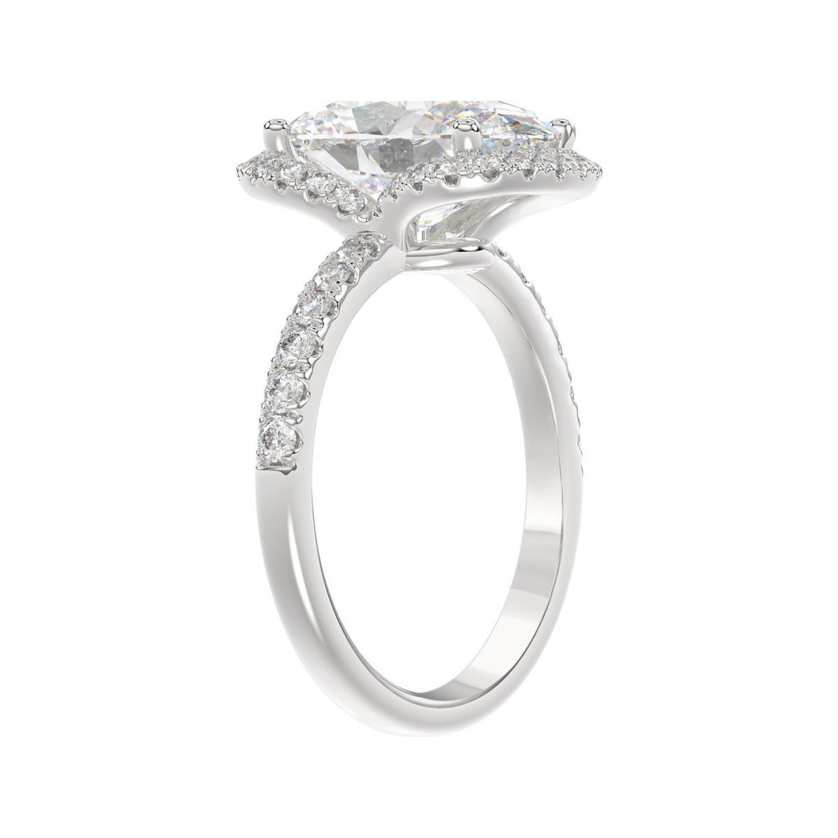 14K WHITE GOLD 4 1/2CT ROUND/OVAL DIAMOND LADIES RING (CENTER STONE OVAL DIAMOND 4.00CT &amp; Color F-G Clarity VS1/VS2)