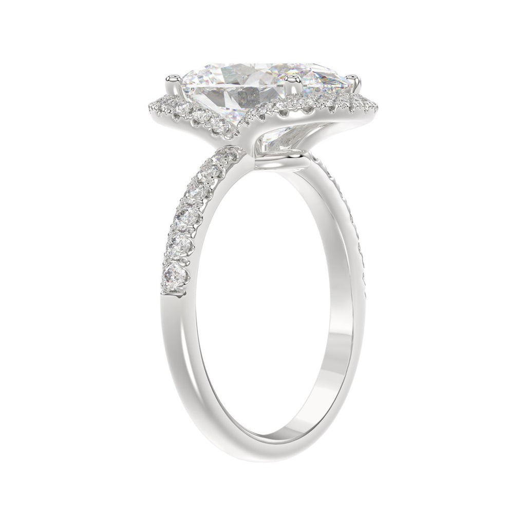 14K WHITE GOLD 4 1/2CT ROUND/OVAL DIAMOND LADIES RING (CENTER STONE OVAL DIAMOND 4.00CT &amp; Color F-G Clarity VS1/VS2)