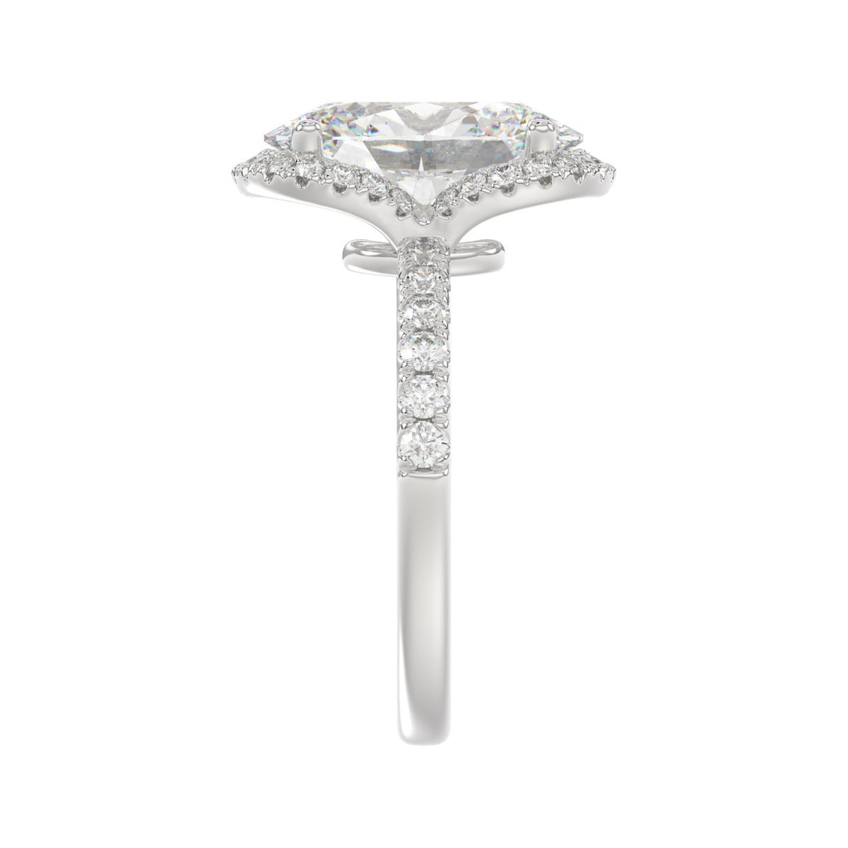 14K WHITE GOLD 4 1/2CT ROUND/OVAL DIAMOND LADIES RING (CENTER STONE OVAL DIAMOND 4.00CT &amp; Color F-G Clarity VS1/VS2)