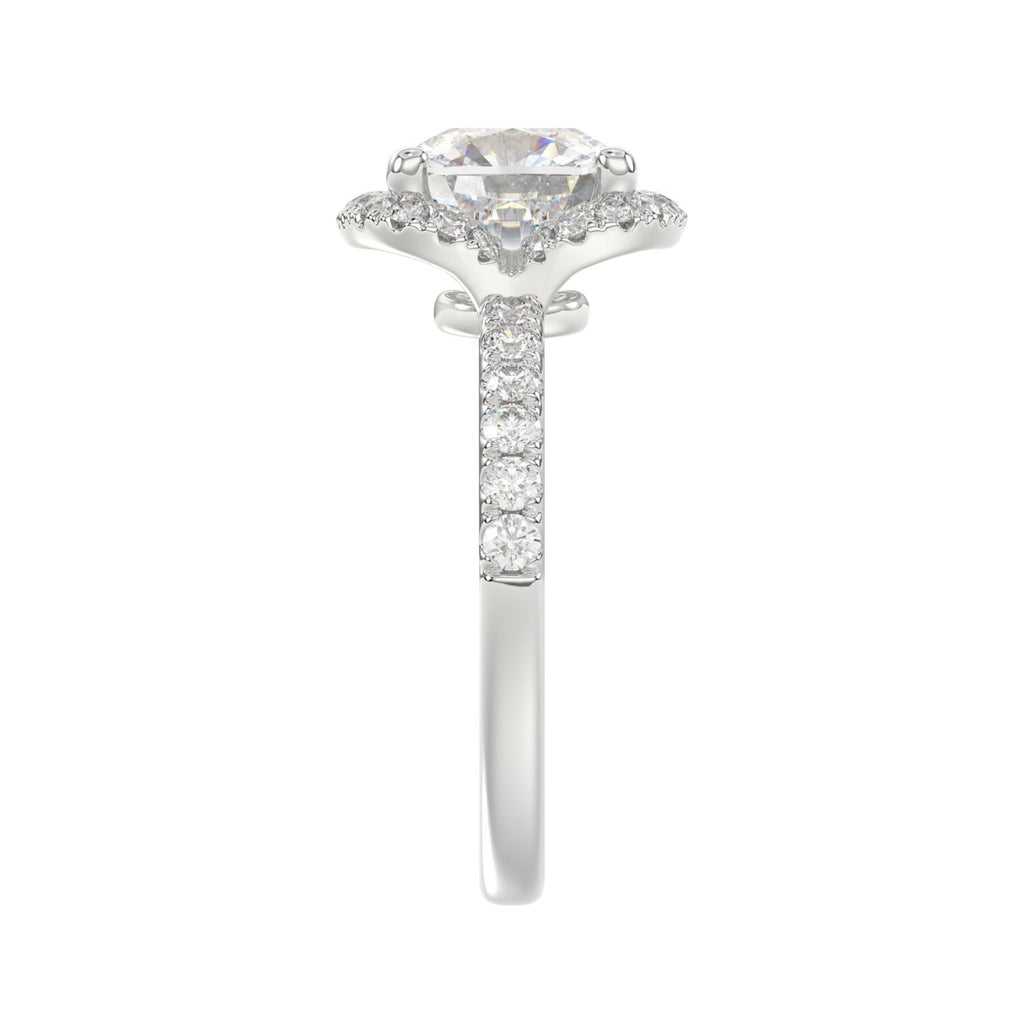 14K WHITE GOLD 4 1/2CT ROUND/CUSHION DIAMOND LADIES RING (CENTER STONE CUSHION DIAMOND 4CT &amp; Color F-G Clarity VS1/VS2)