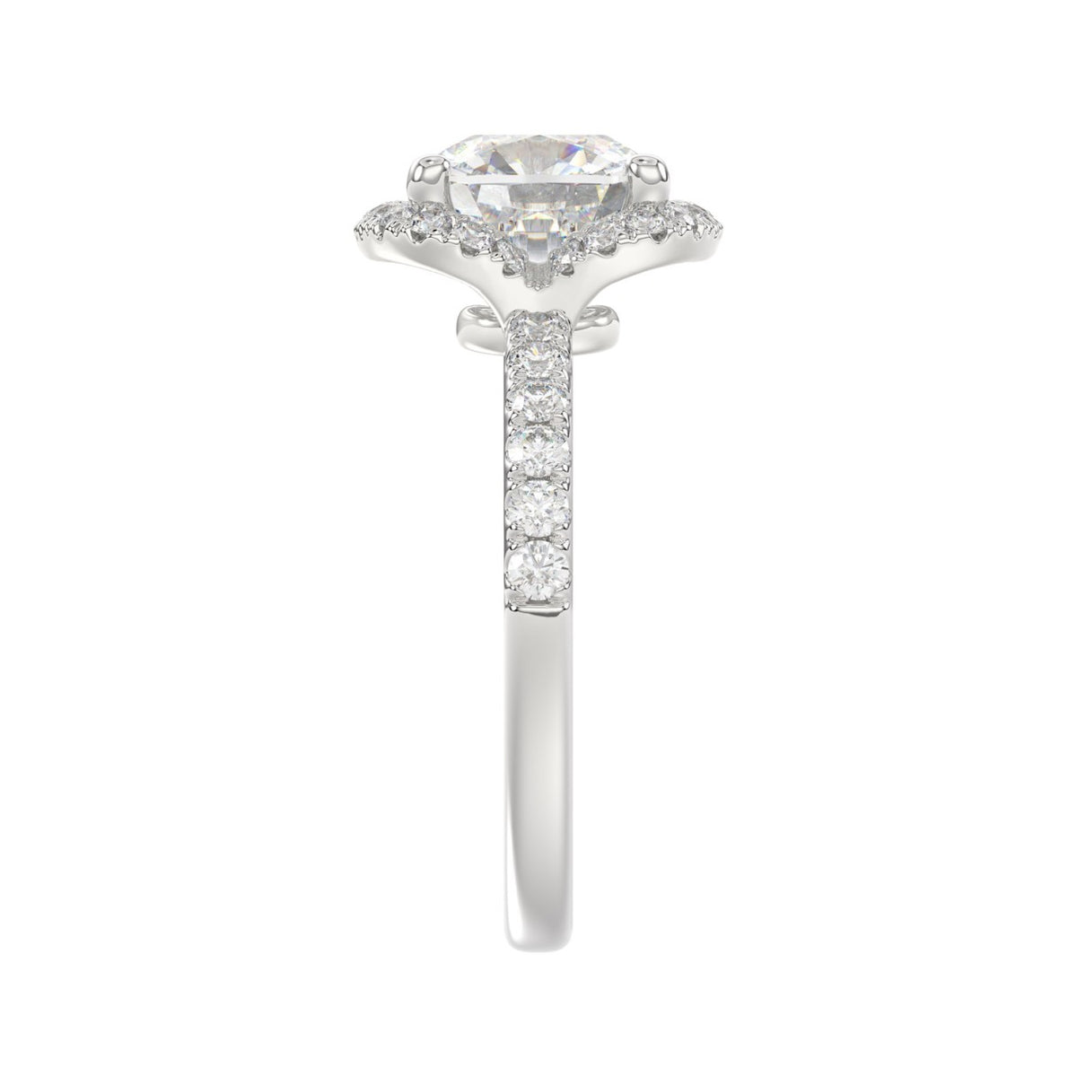 14K WHITE GOLD 4 1/2CT ROUND/CUSHION DIAMOND LADIES RING (CENTER STONE CUSHION DIAMOND 4CT &amp; Color F-G Clarity VS1/VS2)