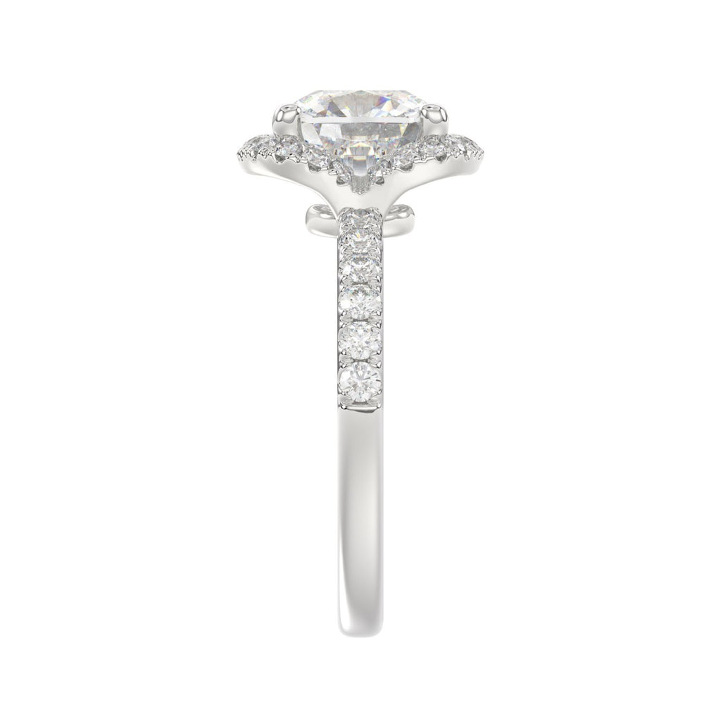 14K WHITE GOLD 4 1/2CT ROUND/CUSHION DIAMOND LADIES RING (CENTER STONE CUSHION DIAMOND 4CT &amp; Color F-G Clarity VS1/VS2)
