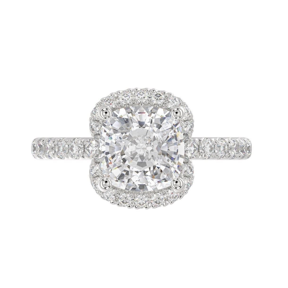 14K WHITE GOLD 4 1/2CT ROUND/CUSHION DIAMOND LADIES RING (CENTER STONE CUSHION DIAMOND 4CT &amp; Color F-G Clarity VS1/VS2)