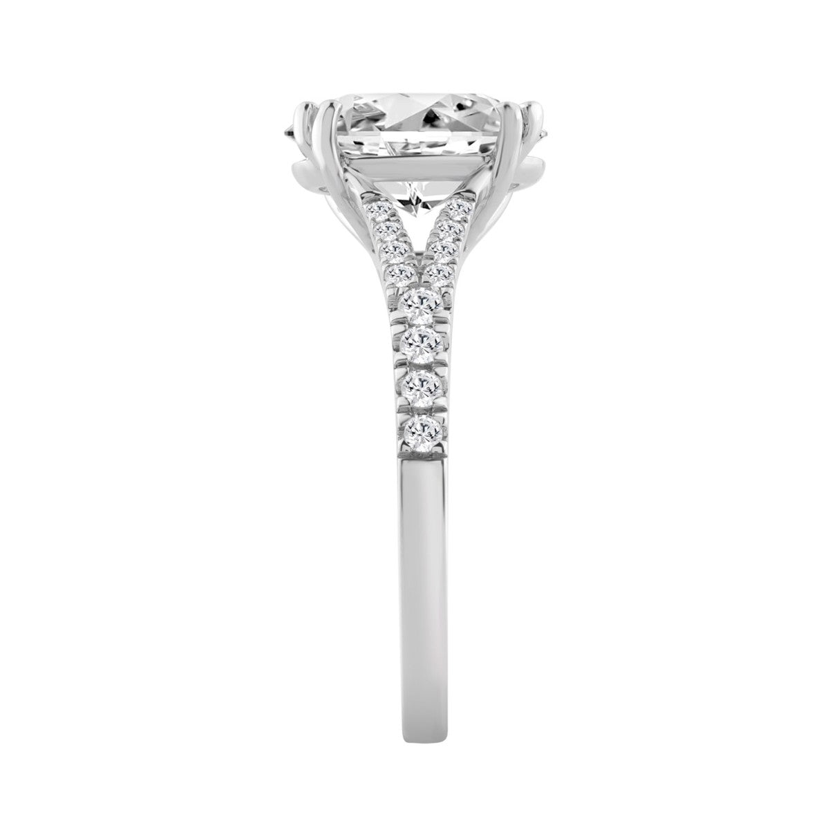 14K WHITE GOLD 2 3/4CT ROUND/OVAL DIAMOND LADIES BRIDAL RING (CENTER STONE OVAL DIAMOND 2 1/2CT)