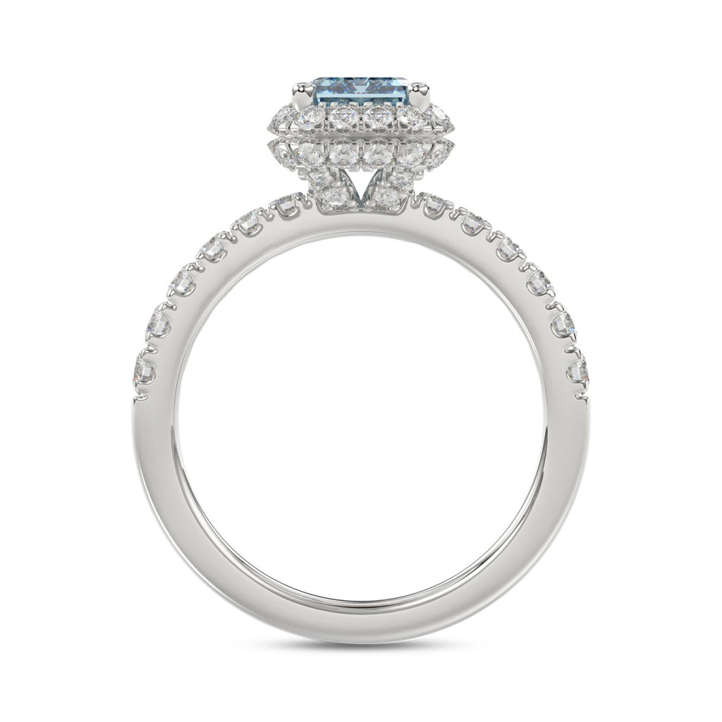 14K WHITE GOLD 4.00CT ROUND/RADIANT DIAMOND LADIES RING (CENTER STONE BLUE RADIANT DIAMOND 3CT)
