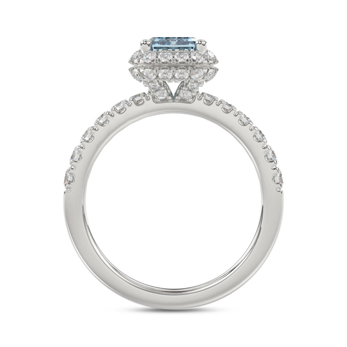 14K WHITE GOLD 4.00CT ROUND/RADIANT DIAMOND LADIES RING (CENTER STONE BLUE RADIANT DIAMOND 3CT)