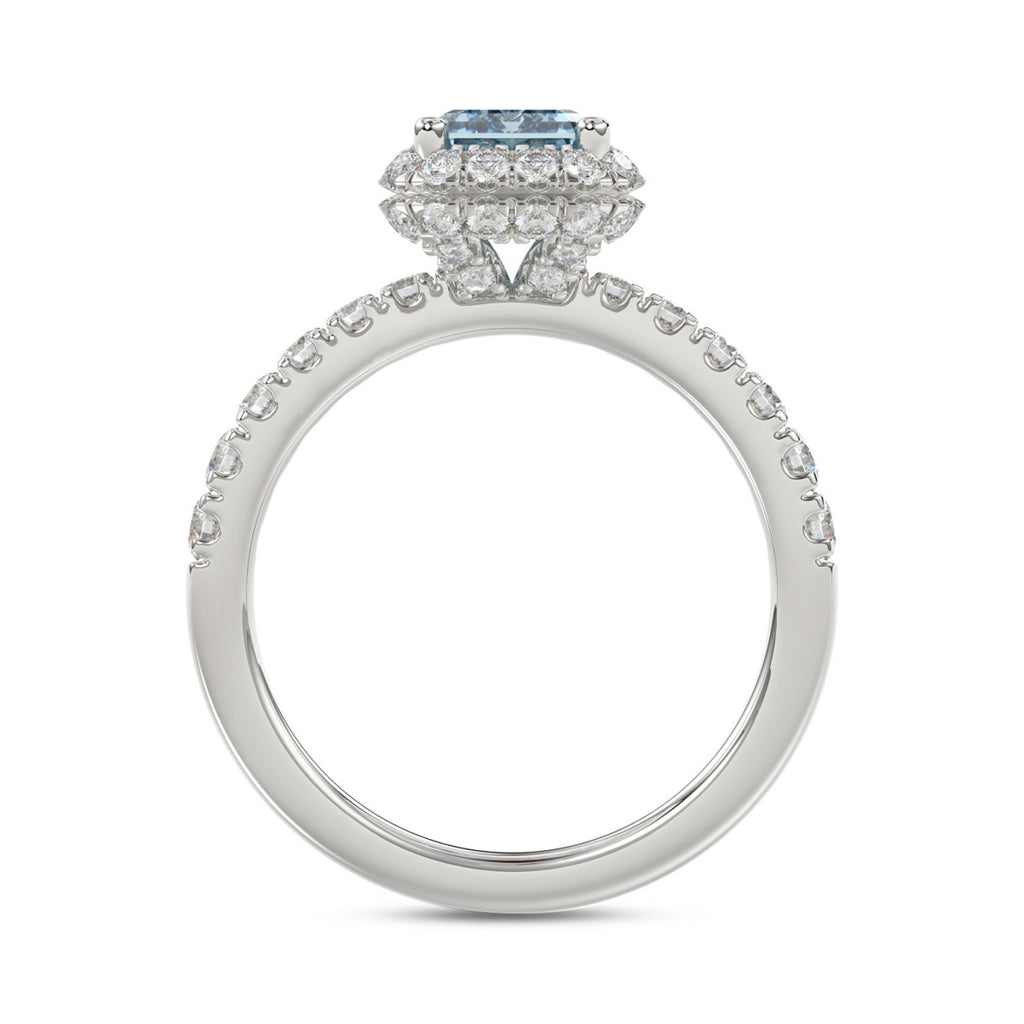 14K WHITE GOLD 4.00CT ROUND/RADIANT DIAMOND LADIES RING (CENTER STONE BLUE RADIANT DIAMOND 3CT)
