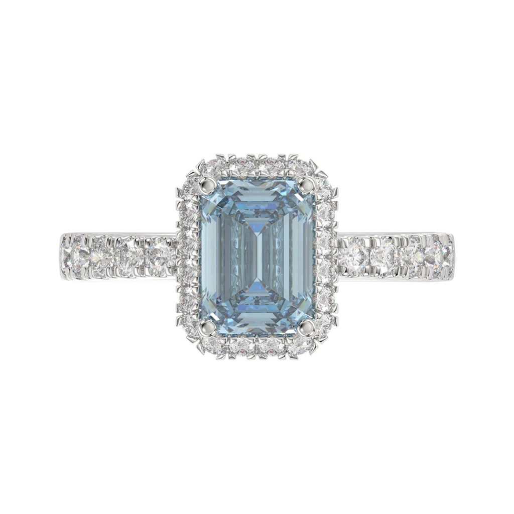 14K WHITE GOLD 4.00CT ROUND/RADIANT DIAMOND LADIES RING (CENTER STONE BLUE RADIANT DIAMOND 3CT)