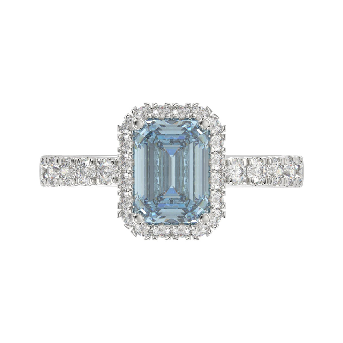 14K WHITE GOLD 4.00CT ROUND/RADIANT DIAMOND LADIES RING (CENTER STONE BLUE RADIANT DIAMOND 3CT)