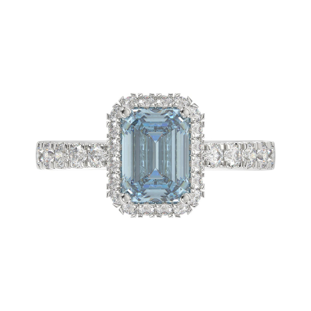 14K WHITE GOLD 4.00CT ROUND/RADIANT DIAMOND LADIES RING (CENTER STONE BLUE RADIANT DIAMOND 3CT)