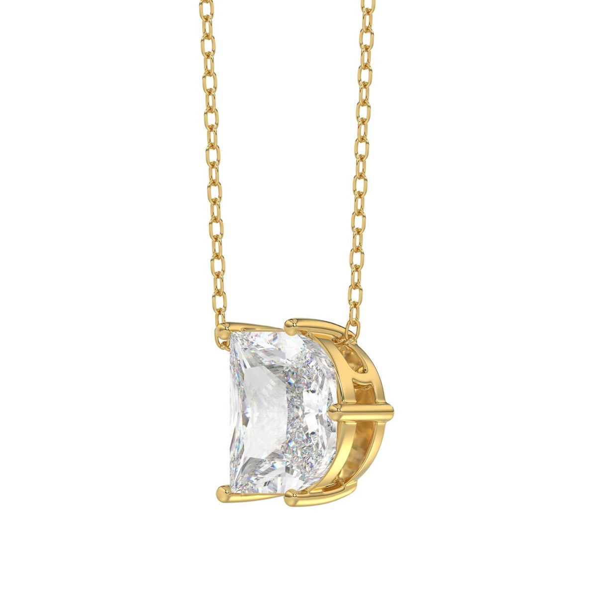 14K YELLOW GOLD 2 1/3CT FANCY CUT ALPHABET DIAMOND LADIES PENDANT WITH CHAIN