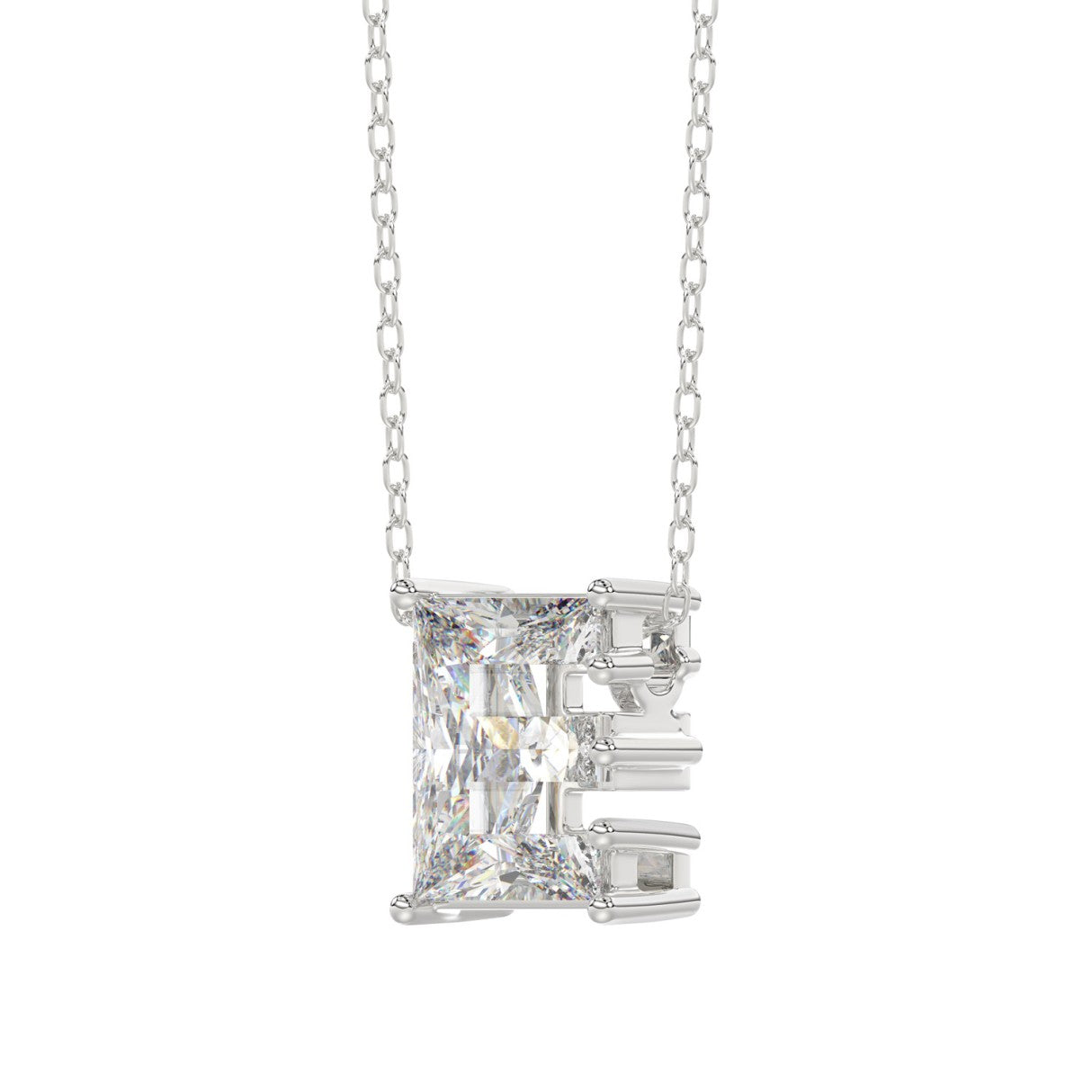 14K WHITE GOLD 1 1/2CT FANCY CUT ALPHABET DIAMOND LADIES PENDANT WITH CHAIN
