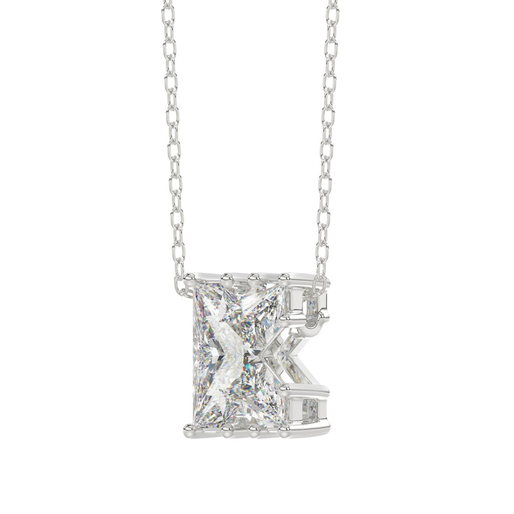 14K WHITE GOLD 1 1/2CT FANCY CUT ALPHABET DIAMOND LADIES PENDANT WITH CHAIN