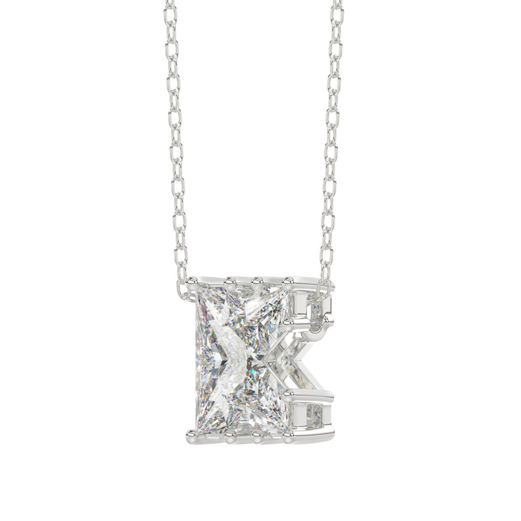 14K WHITE GOLD 1 1/2CT FANCY CUT ALPHABET DIAMOND LADIES PENDANT WITH CHAIN