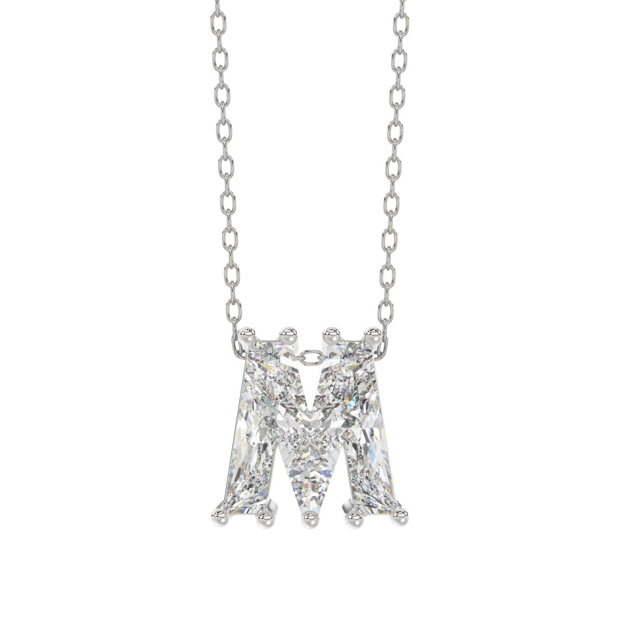 14K WHITE GOLD 1 5/8CT FANCY CUT ALPHABET DIAMOND LADIES PENDANT WITH CHAIN