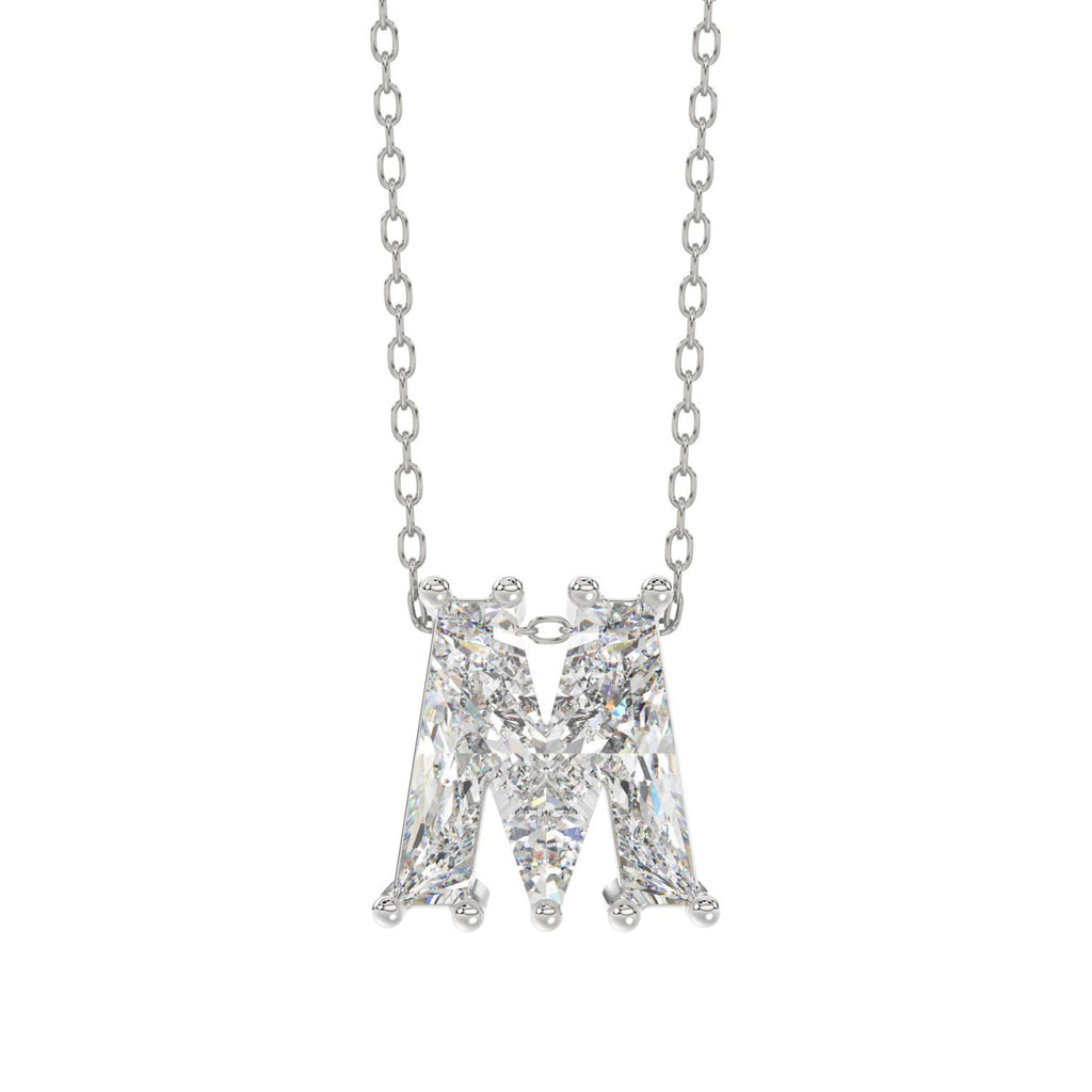 14K WHITE GOLD 1 5/8CT FANCY CUT ALPHABET DIAMOND LADIES PENDANT WITH CHAIN
